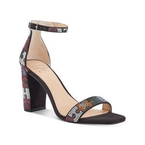 INC Womens Black Puzzle Lexini Square Toe Block Heel Heeled Sandal 12 M